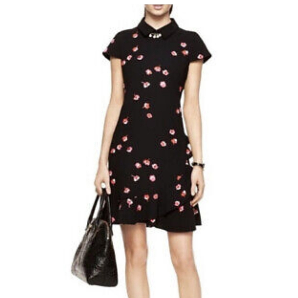 kate spade Black Mini Dress with Pink Floral Print